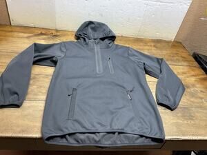 Burlebo Duke Tech Softshell Jacket Gray Hooded Water Resistant Fleece Lined M